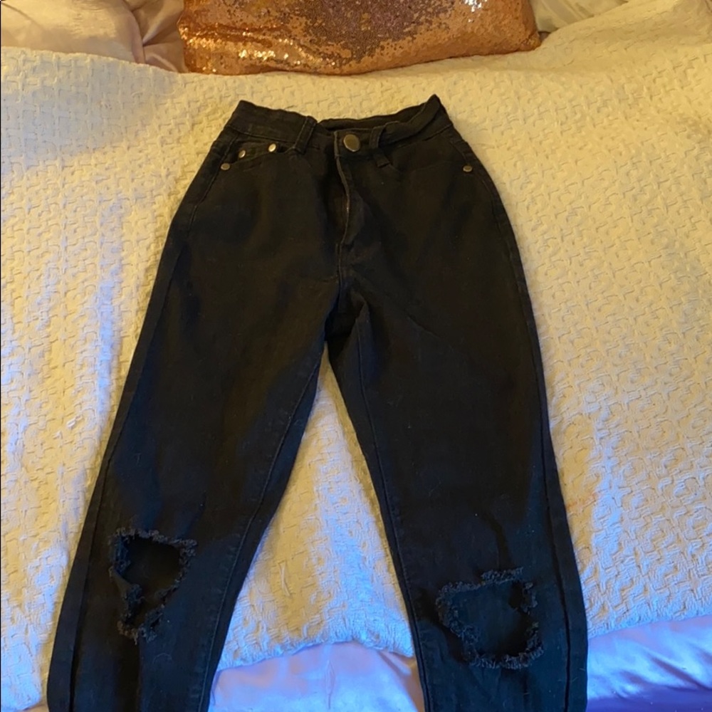 High waist skinny ripped jeans